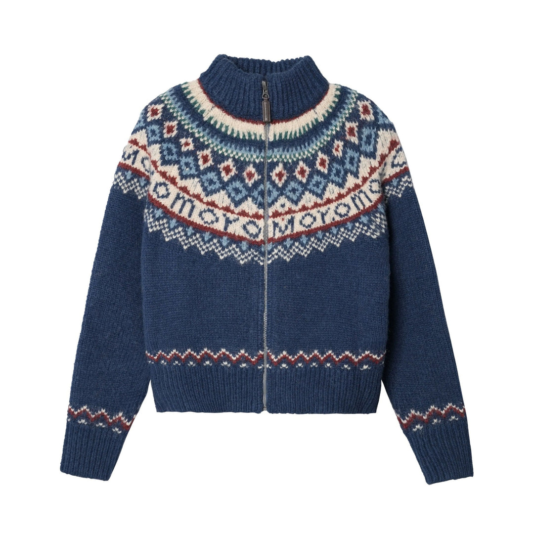 Emma | Damen Winter Strickpullover mit Reißverschluss im Nordic-Stil - Elle Zürich