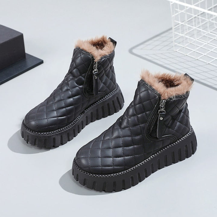 Tanja | Damen Winter-Steppstiefel mit Reißverschluss und Fellfutter - Elle Zürich