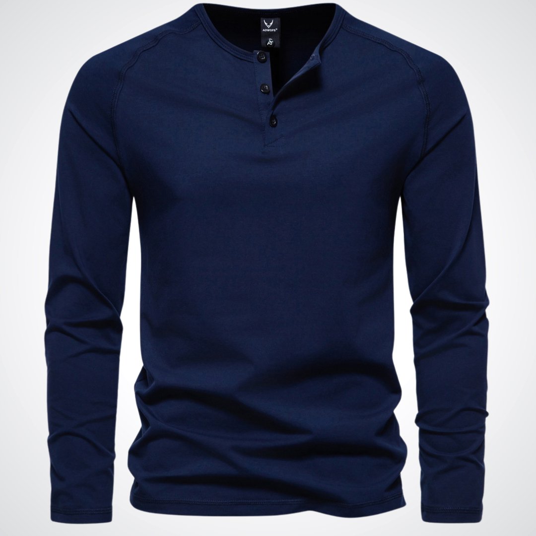 Lars | Herren Slim Fit Henley Langarmshirt - Elle Zürich