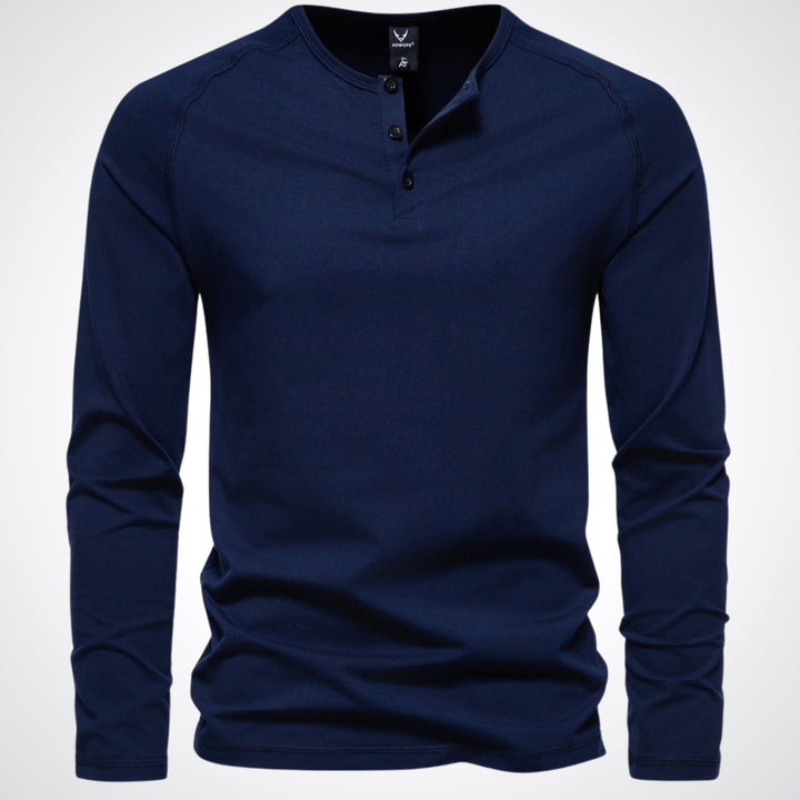 Lars | Herren Slim Fit Henley Langarmshirt - Elle Zürich