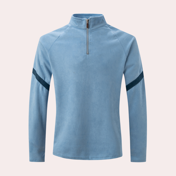 Moritz | Herren-Quarter-Zip-Pullover mit gestreiften Ärmeln - Elle Zürich