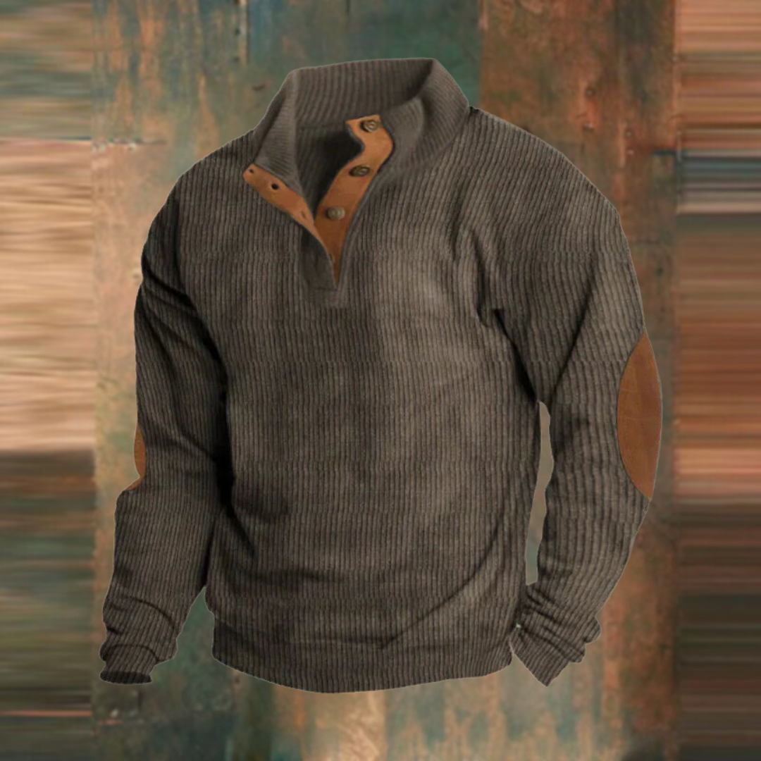 Fabian | Herren Pullover mit Knopfleiste und Ellbogen-Patches - Elle Zürich