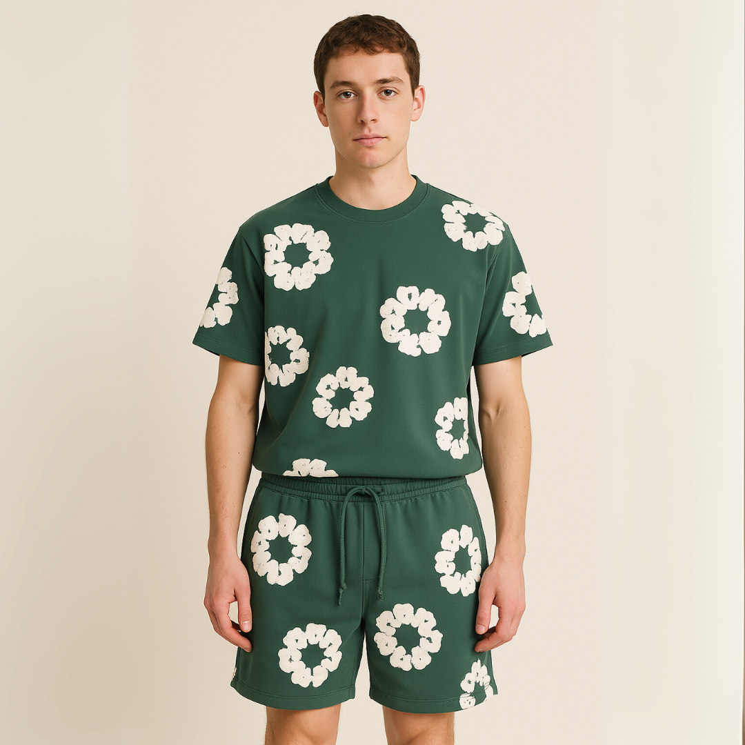Sebastian | Unisex T-Shirt-und-Shorts-Set mit Blumenmuster - Elle Zürich