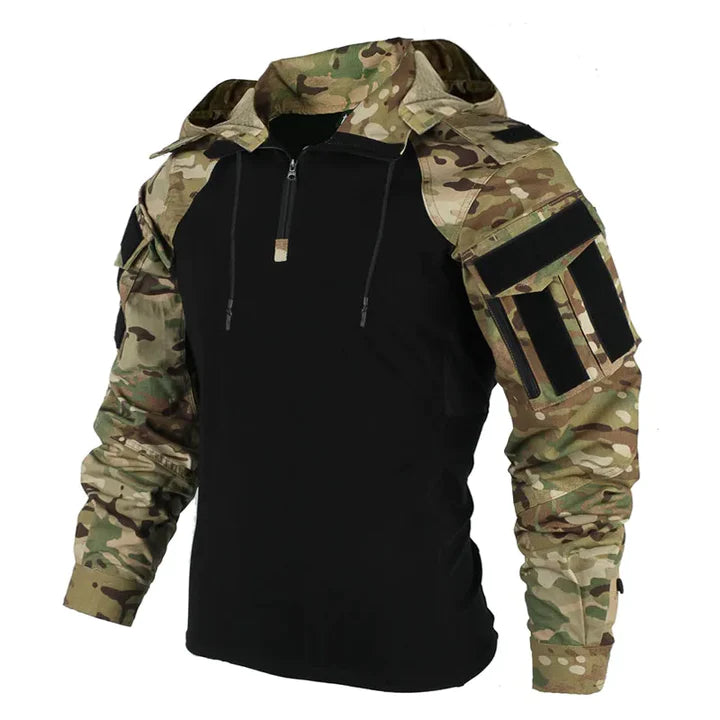 Peter | Herren Winter Combat Hoodie mit Camouflage-Ärmeln und Reißverschluss - Elle Zürich