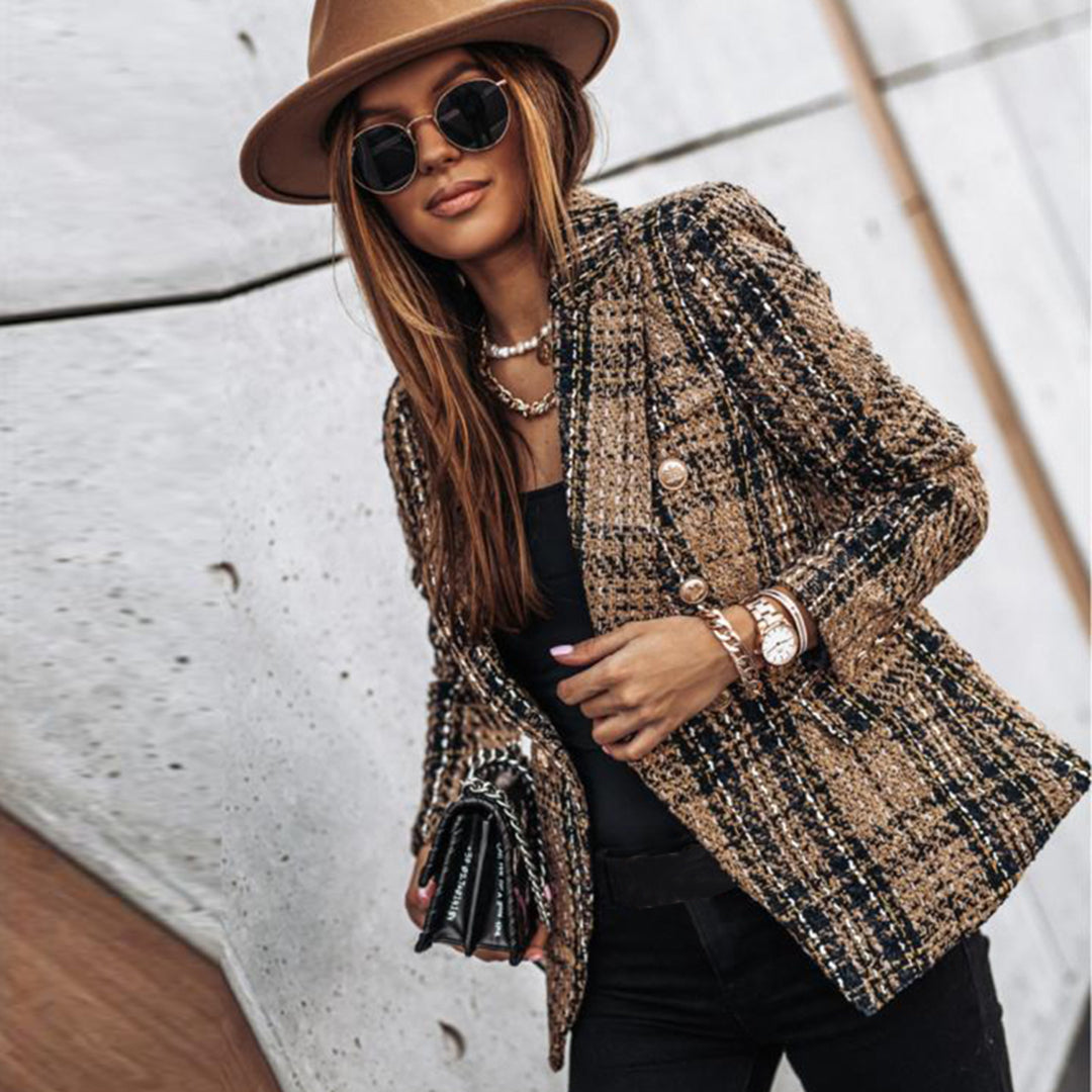 Martina | Stilvoller Karierter Blazer Mit Knöpfen - Elle Zürich