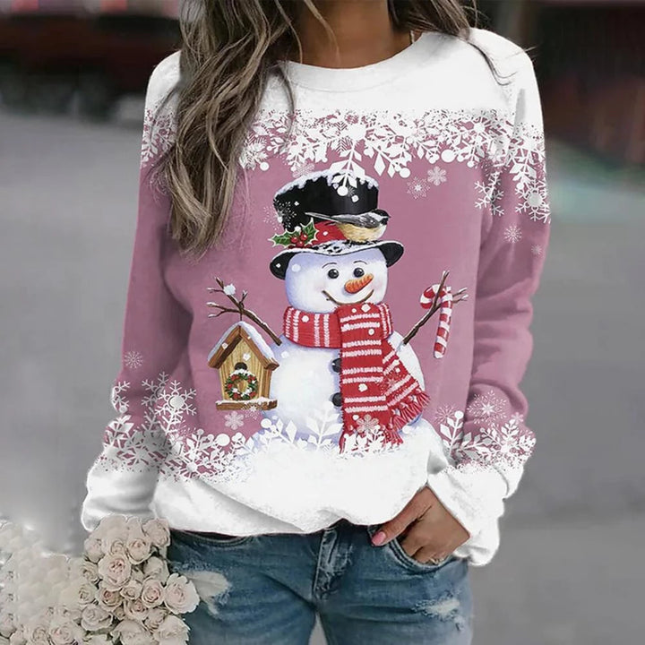 Jessica | Damen Weihnachts-Pullover mit Schneemann-Motiv