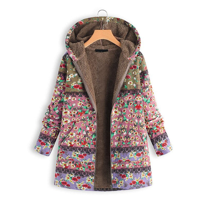 Kleurrijke Teddy Jas Lang Met Capuchon Dames - Elle Zürich