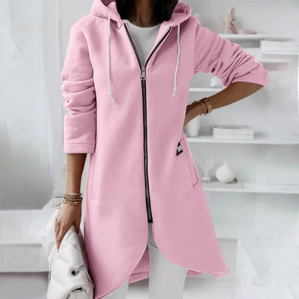 Edith | Damen Lange Zip Up Hoodie mit Taschen - Elle Zürich