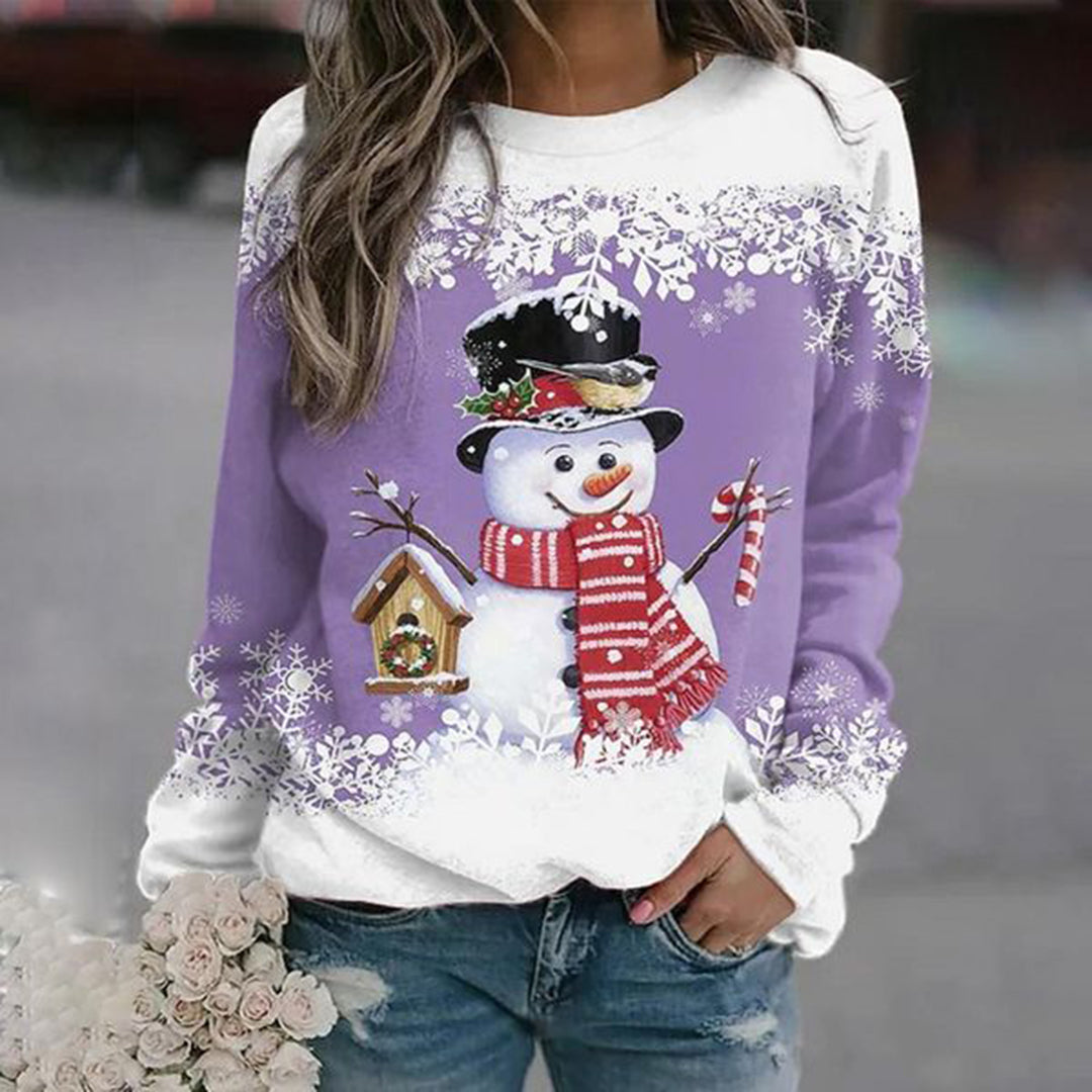 Jessica | Damen Weihnachts-Pullover mit Schneemann-Motiv