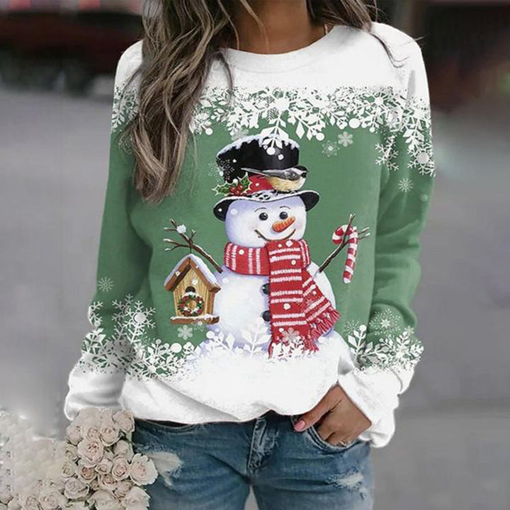 Jessica | Damen Weihnachts-Pullover mit Schneemann-Motiv