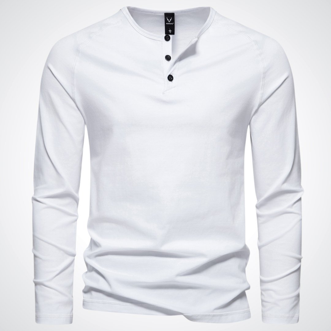 Lars | Herren Slim Fit Henley Langarmshirt - Elle Zürich