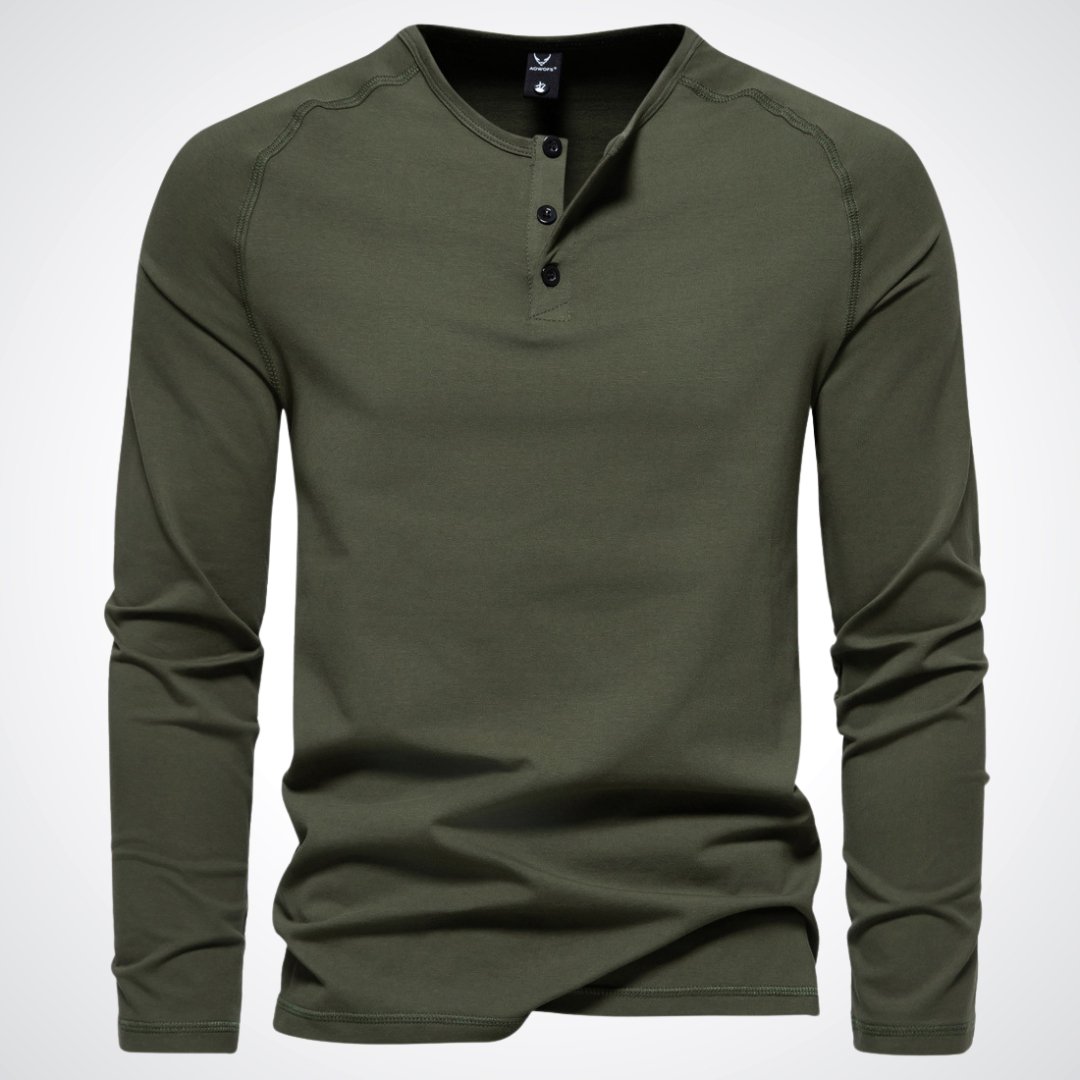 Lars | Herren Slim Fit Henley Langarmshirt - Elle Zürich