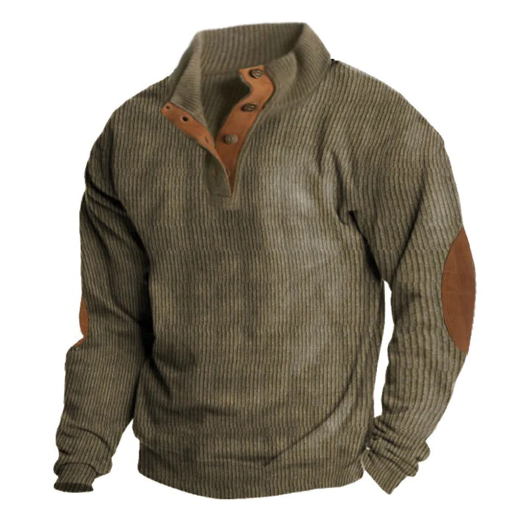Fabian | Herren Pullover mit Knopfleiste und Ellbogen-Patches - Elle Zürich