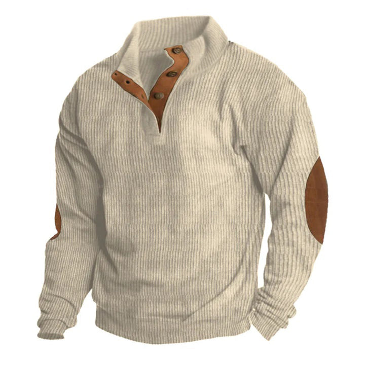 Fabian | Herren Pullover mit Knopfleiste und Ellbogen-Patches - Elle Zürich
