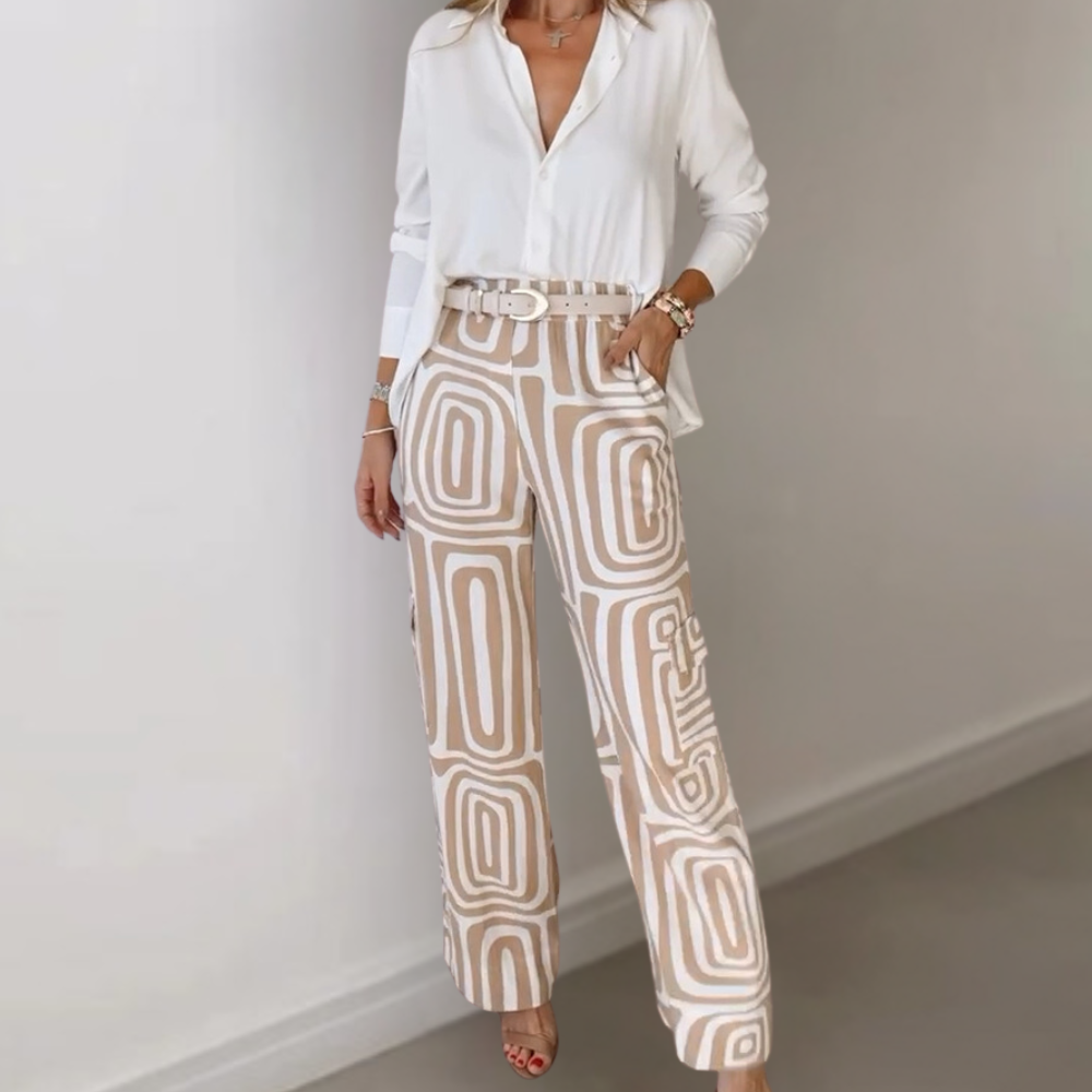 Karla | Damen Bluse und Geometrische Hose Set - Elle Zürich