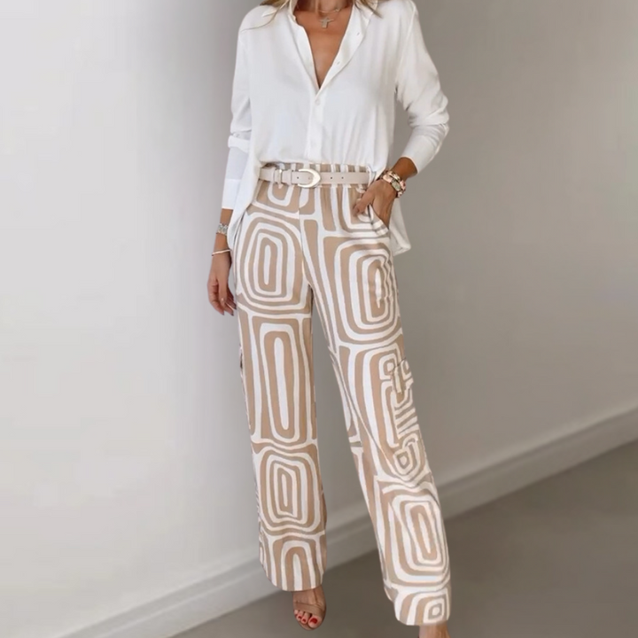 Karla | Damen Bluse und Geometrische Hose Set - Elle Zürich