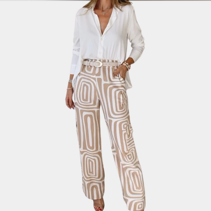 Karla | Damen Bluse und Geometrische Hose Set - Elle Zürich