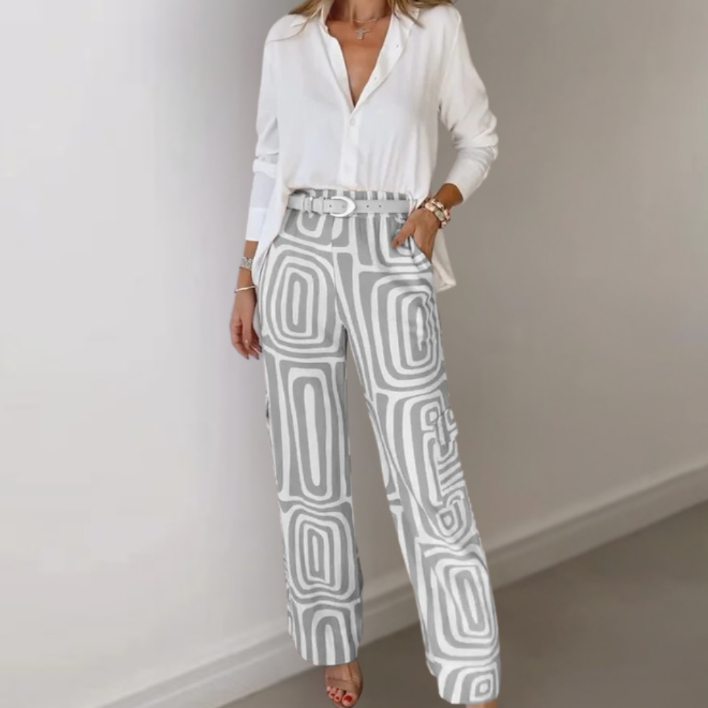 Karla | Damen Bluse und Geometrische Hose Set - Elle Zürich