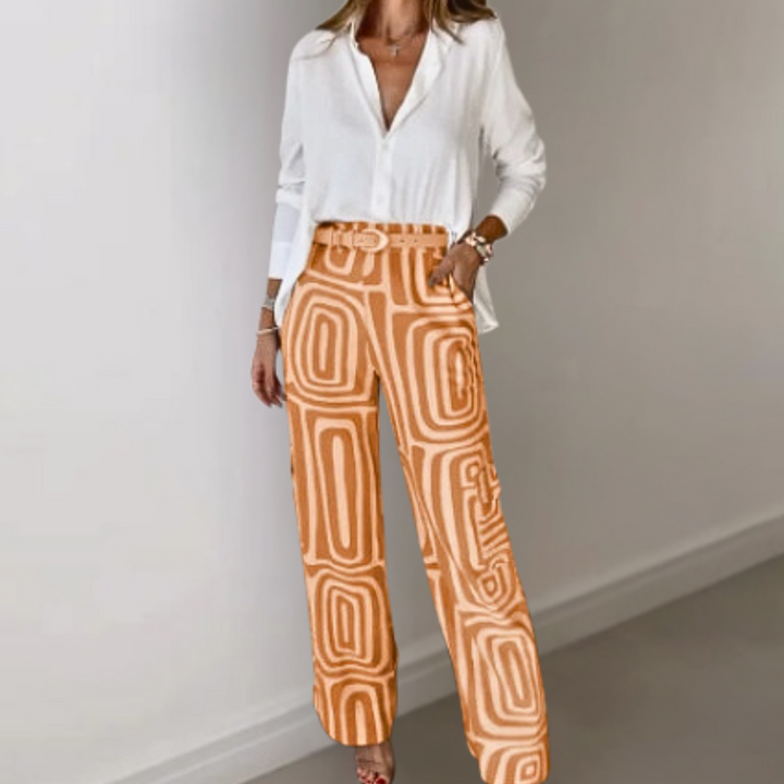Karla | Damen Bluse und Geometrische Hose Set - Elle Zürich
