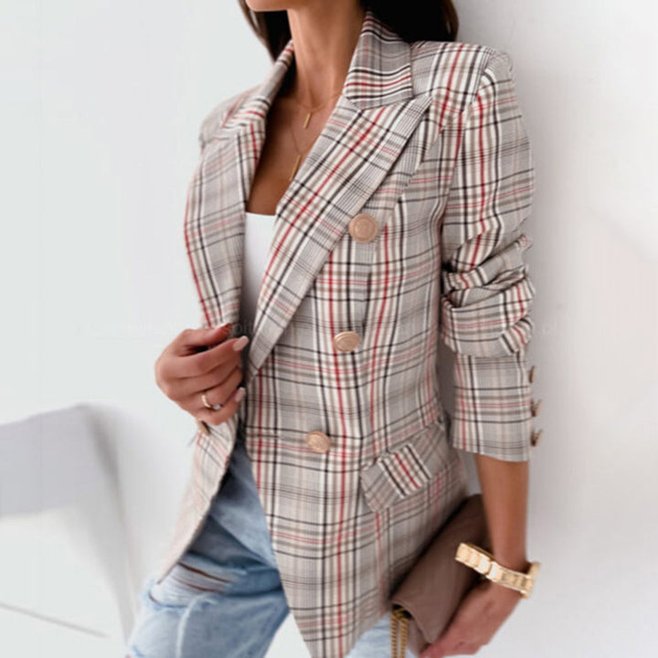 Isabella | Damen Winterblazer im Karo-Design mit Doppelreiher - Elle Zürich