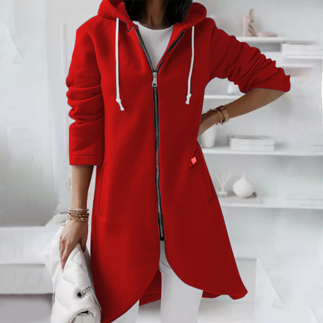 Edith | Damen Lange Zip Up Hoodie mit Taschen - Elle Zürich