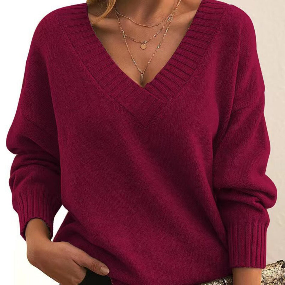 Edith | Lockerer V-Ausschnitt Pullover für Damen - Elle Zürich