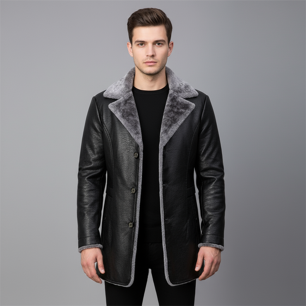 Kurt | Herren Winter Lederjacke Mit Warmer Fellfütterung