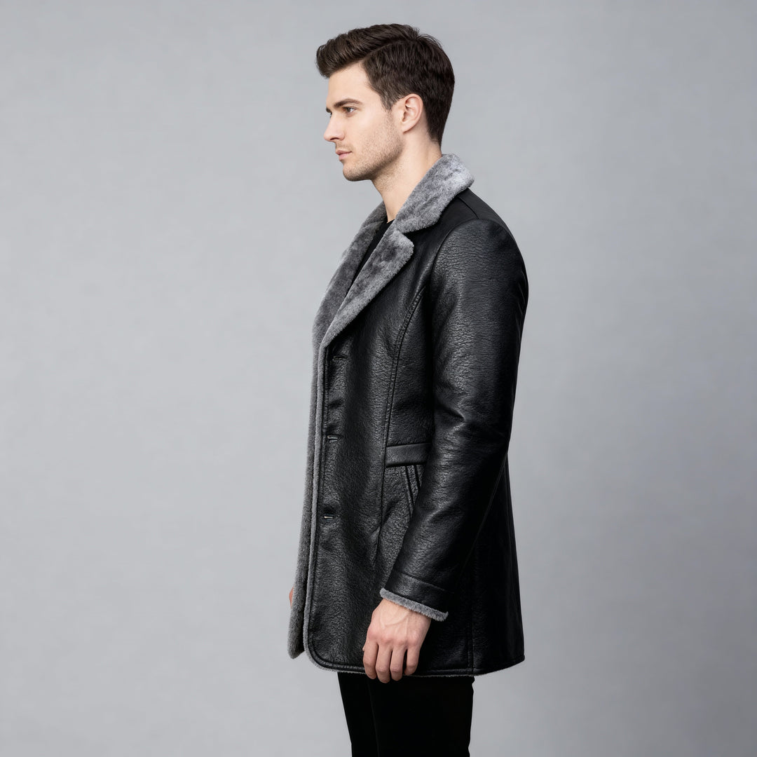 Kurt | Herren Winter Lederjacke Mit Warmer Fellfütterung