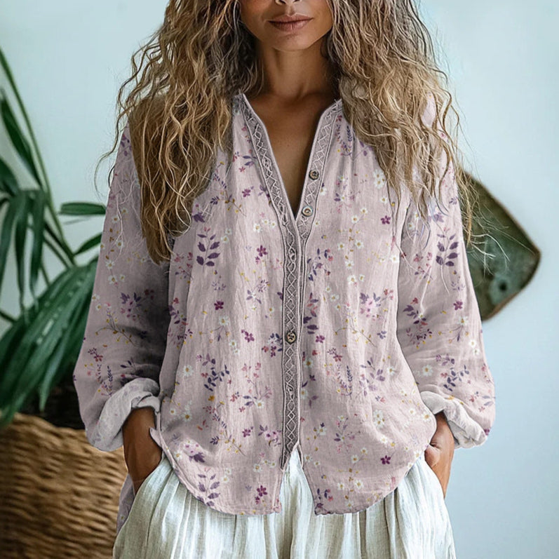 Amanda | Damen Blumen Button-Up Bluse - Elle Zürich