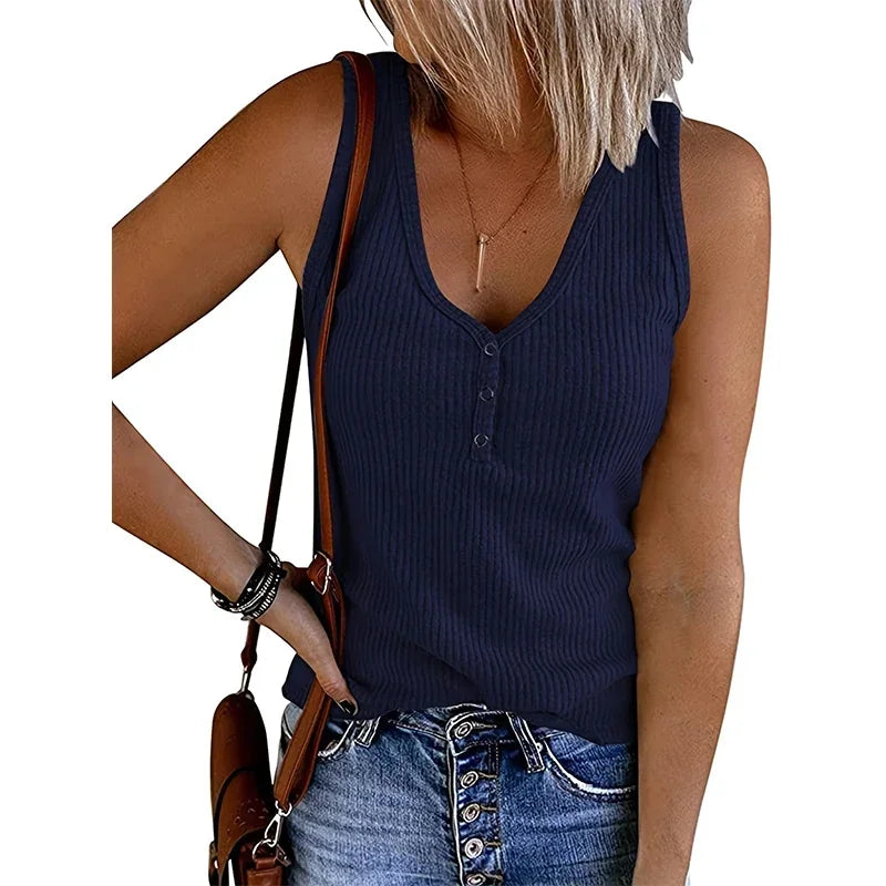 Laura | Atmungsaktives ärmelloses Sommer Top mit V-Ausschnitt für Damen - Elle Zürich