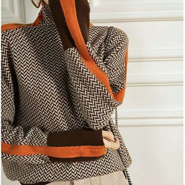 Emma | Damen Strickpullover mit geometrischem Muster - Elle Zürich