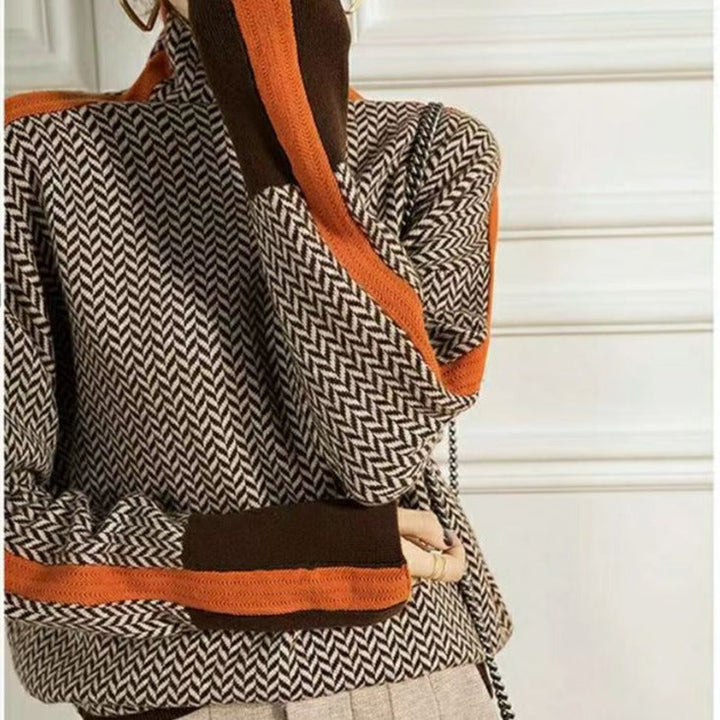 Emma | Damen Strickpullover mit geometrischem Muster - Elle Zürich