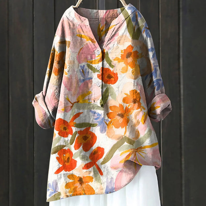 Laura | Weiche Blumenbluse mit Knöpfen - Elle Zürich