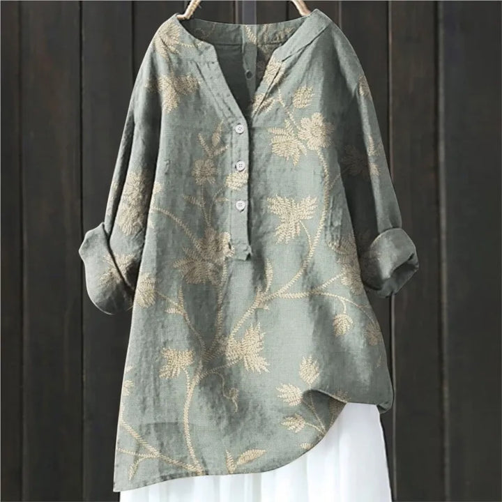 Laura | Weiche Blumenbluse mit Knöpfen - Elle Zürich