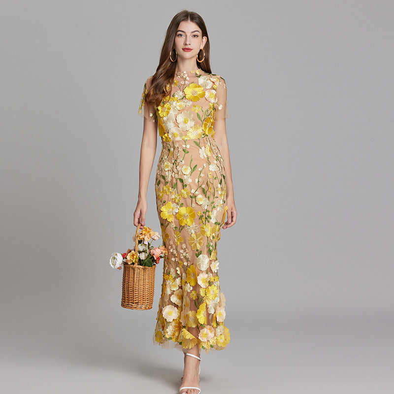 Lara | Elegantes Blumenkleid aus Mesh - Elle Zürich