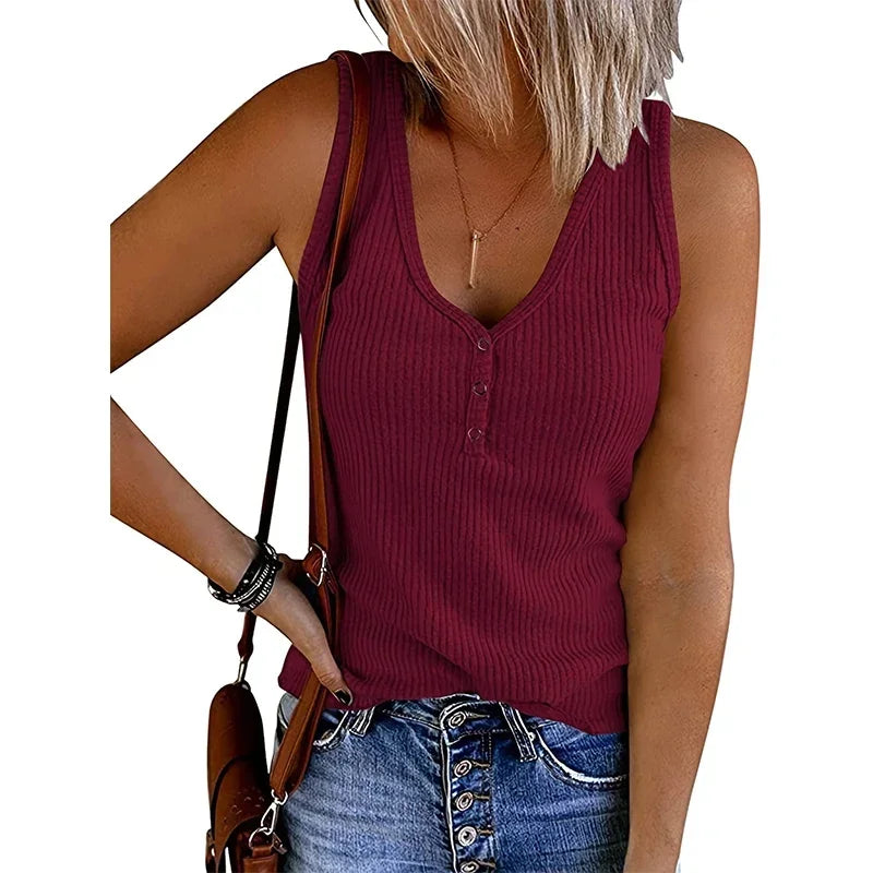 Laura | Atmungsaktives ärmelloses Sommer Top mit V-Ausschnitt für Damen - Elle Zürich