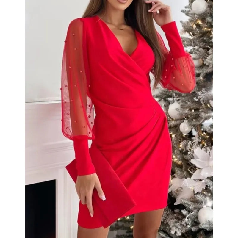 Verena | Elegantes Winterkleid für Damen mit transparenten Ärmeln - Elle Zürich