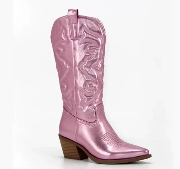 Kerstin | Damen Leder Kniehohe Stiefel mit Absätzen