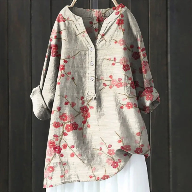 Laura | Weiche Blumenbluse mit Knöpfen - Elle Zürich