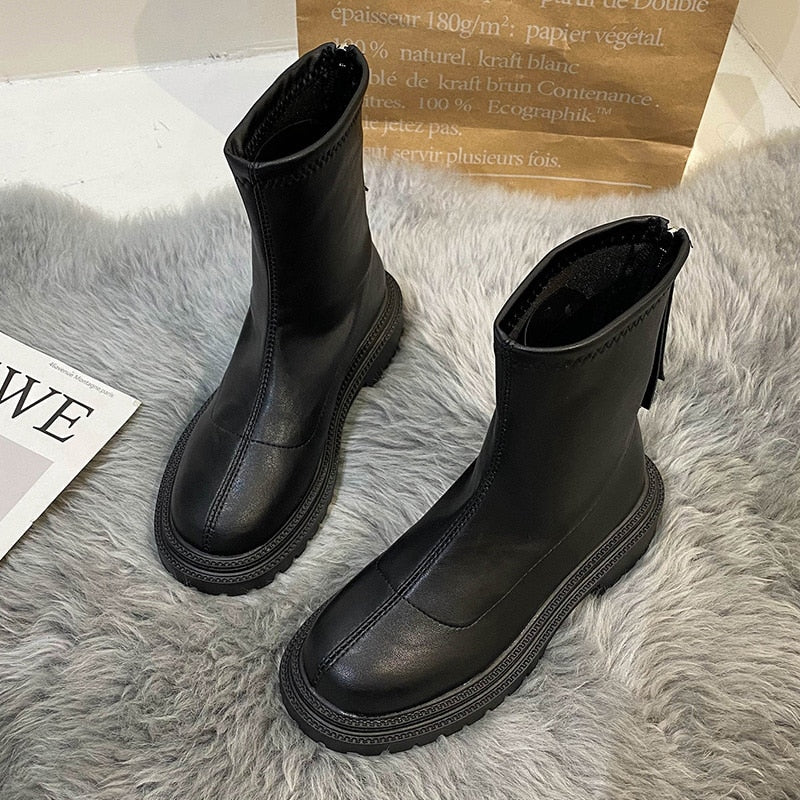 Doris | Damen Moderne Dicke Sohle Wadenlange Stiefel