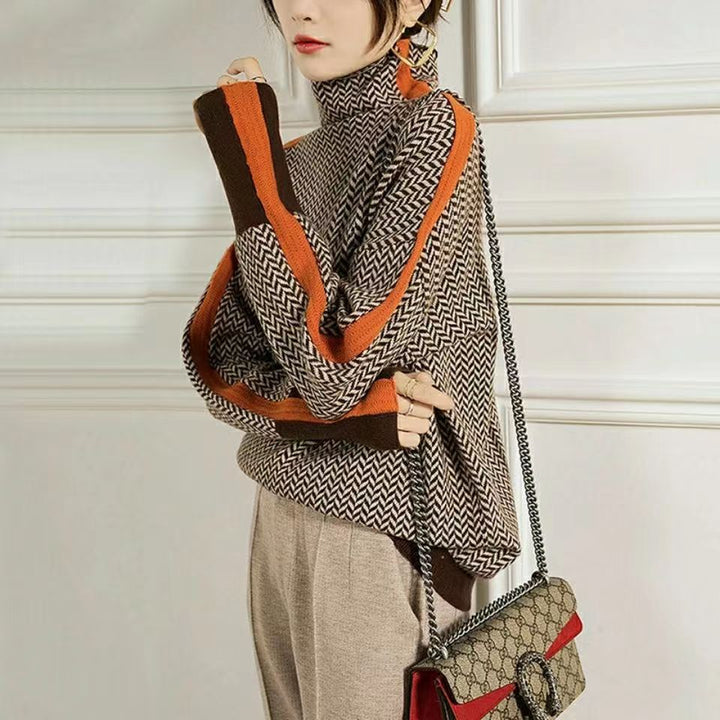 Emma | Damen Strickpullover mit geometrischem Muster - Elle Zürich