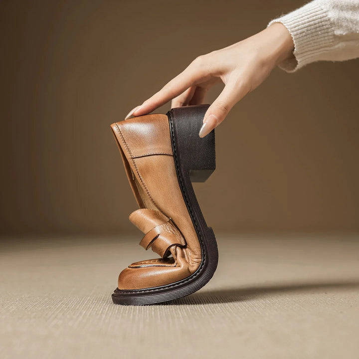 Barbara | Klassische Damen Leder T-Riemchen Schuhe
