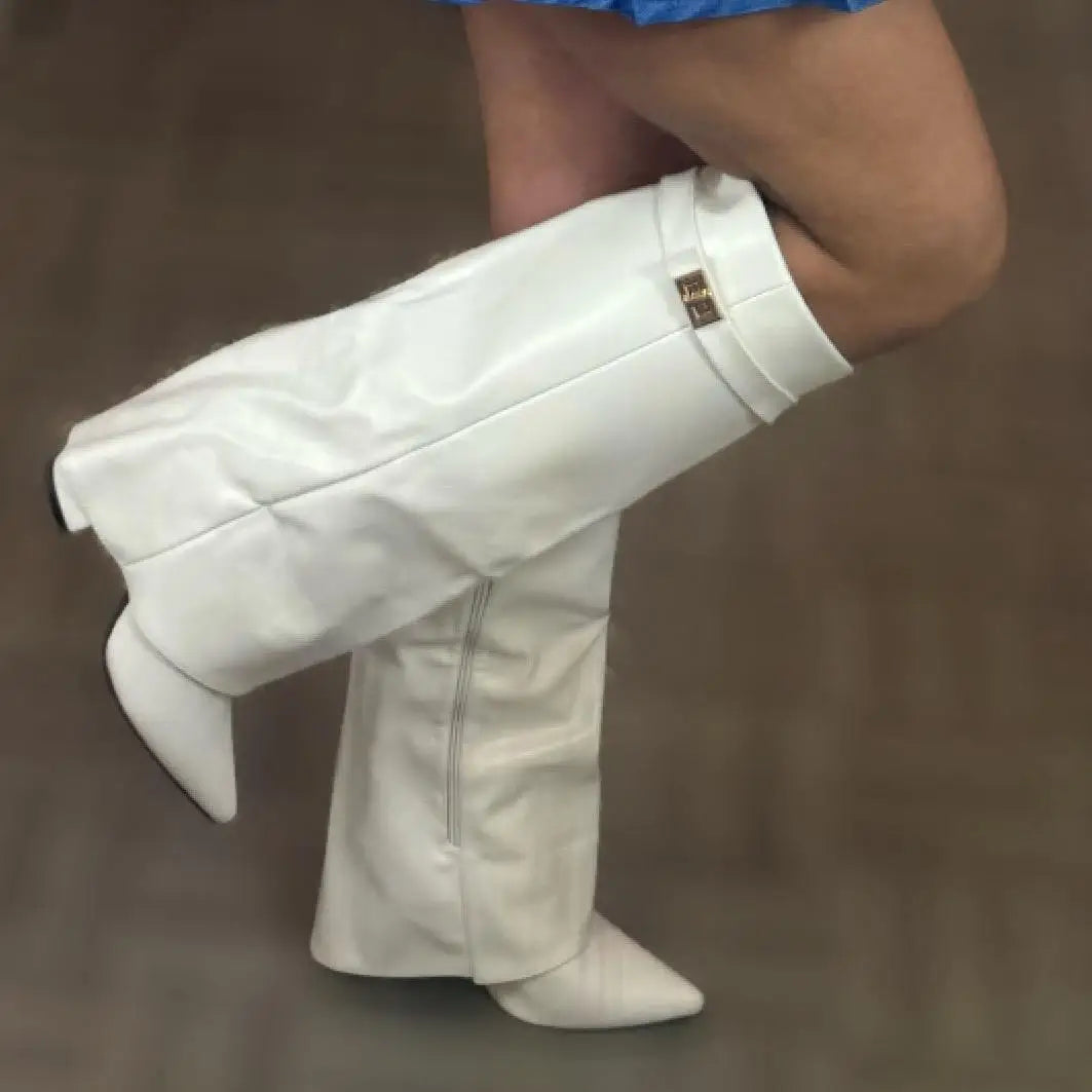 Carmen | Damen Leder Oberschenkelhohe Stiefel mit Schnalle