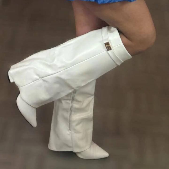 Carmen | Damen Leder Oberschenkelhohe Stiefel mit Schnalle