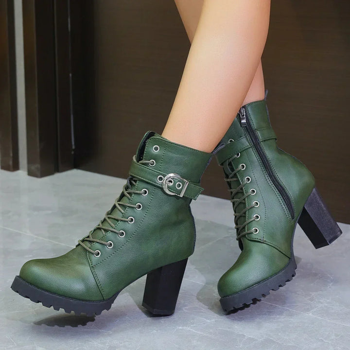 Yvonne | Damen Moderne Blockabsatz Kampfstil Stiefel