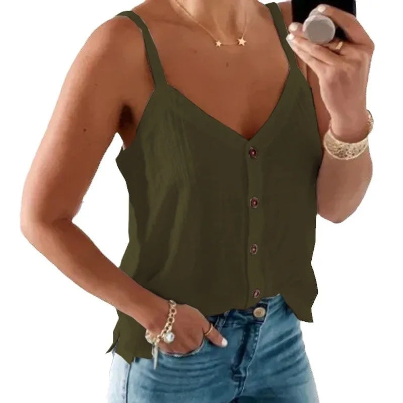 Edith | Damen Sommer Cami-Top mit Knopfleiste - Elle Zürich