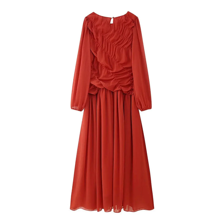 Carolin | Sommer Maxikleid Damen Langarm mit Rüschen-Detail - Elle Zürich