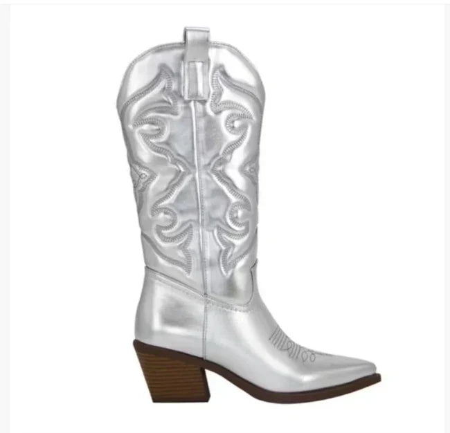 Kerstin | Damen Leder Kniehohe Stiefel mit Absätzen