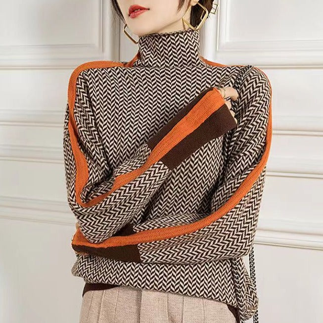 Emma | Damen Strickpullover mit geometrischem Muster - Elle Zürich