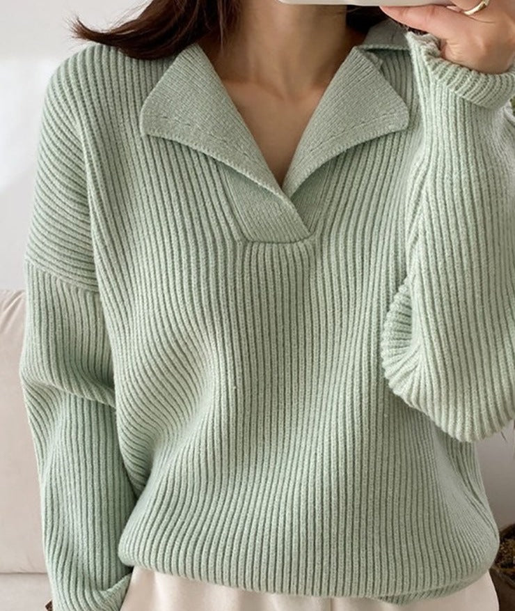 Doris | Damen Winterpullover mit Kragen und Rippstrick - Elle Zürich
